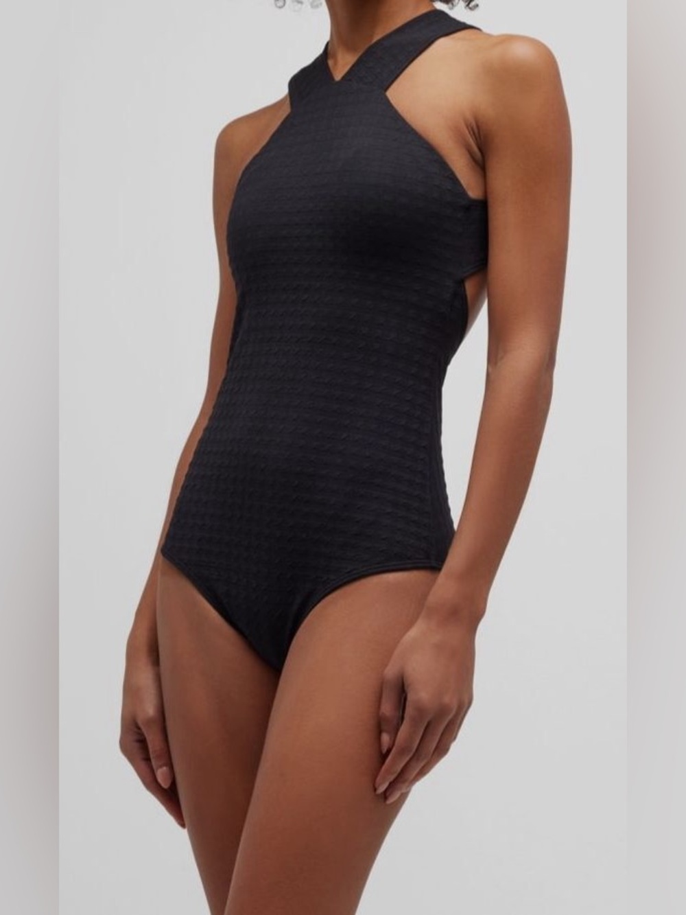 Shoshanna High-Neck Textured One-Piece Swimsuit